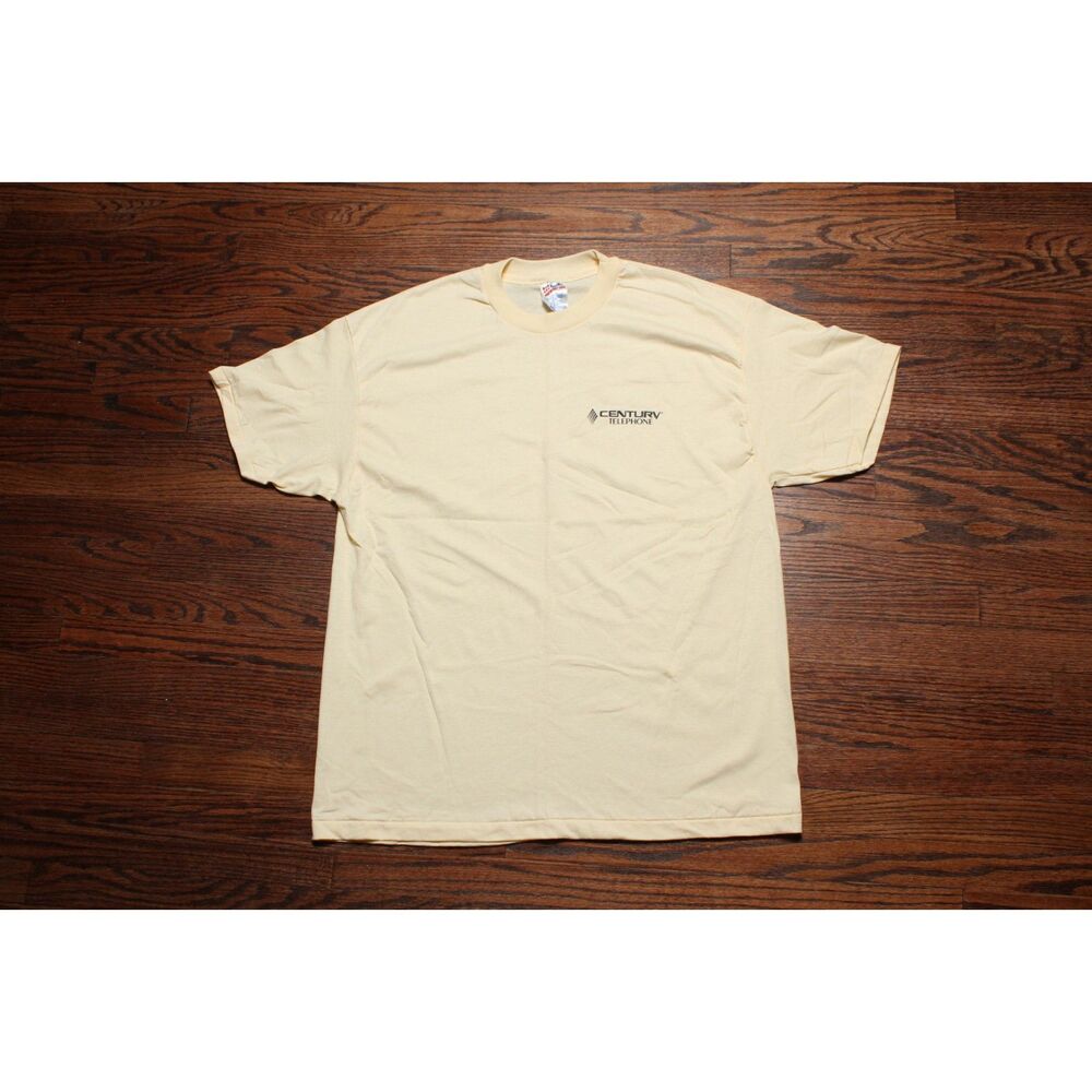 Vintage 90s Century Telephone Company Light Yellow Hanes T-Shirt - XL
